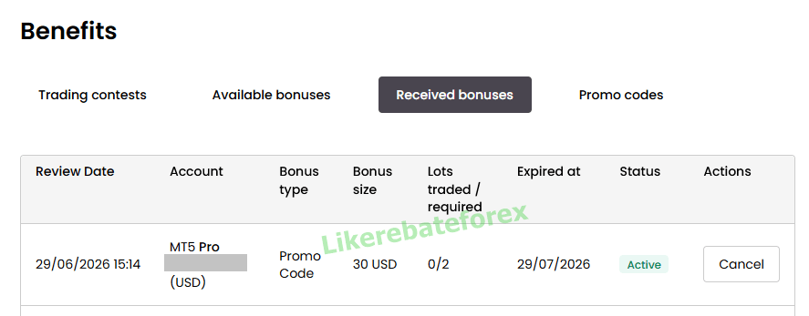 Justmarkets code เงินฟรี $30 - ตัวอย่าง 2
