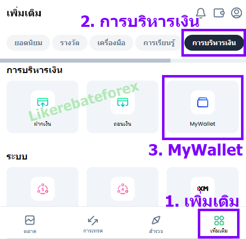 XM MyWallet กระเป๋าเงินดิจิทัลของฉัน
