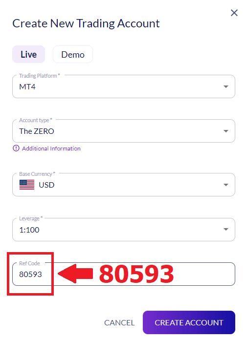 Fusion Markets - open new trading account