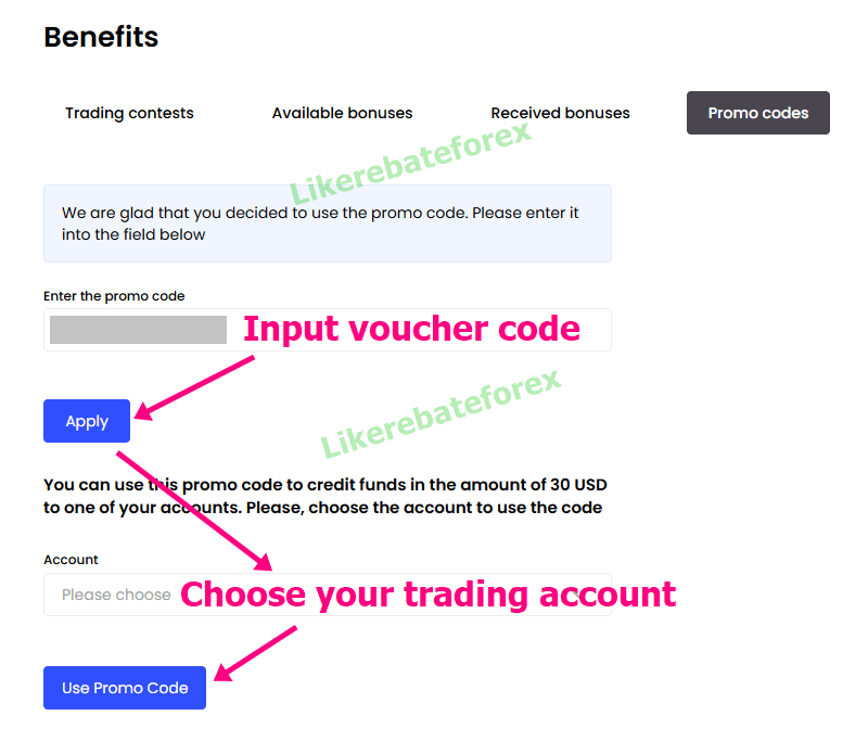 Justmarkets voucher code 30 - example 1